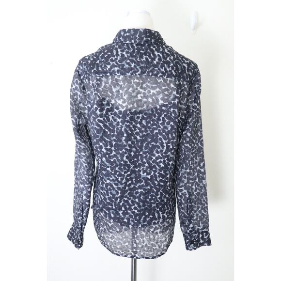 Burberry Size 6 Crushed Organza Button Down Blouse Abstract Animal Print - Picture 9 of 12